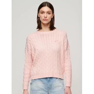 Superdry Vintage Dropped Shoulder Cable Knit Jumper, Barely Pink - Barely Pink - Female - Size: 6