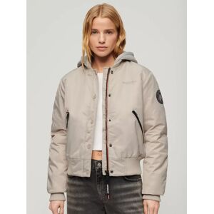 Superdry Hooded Bomber Jacket - Chateau Gray - Female - Size: 10