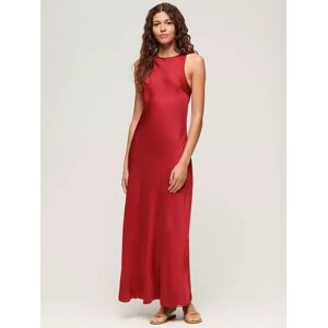 Superdry Satin Racer Maxi Dress - Red Dahlia - Female - Size: 10