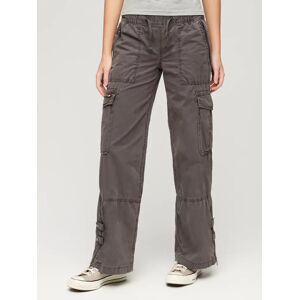 Superdry Low Rise Wide Leg Cargo Pants - Stonewash Taupe Brown - Female - Size: 32