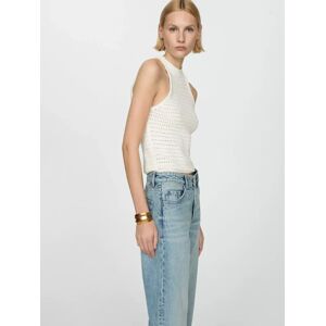 Mango Sant Sleeveless Openwork Knit Top, White - White - Female - Size: XS