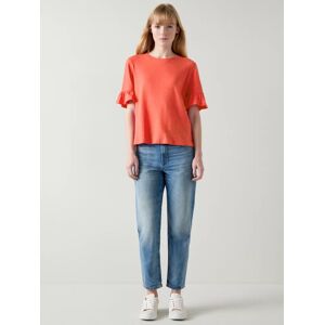 L.K.Bennett Gene Linen Blend Frill Sleeve T-Shirt, Red - Red - Female - Size: XS