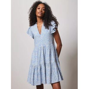 Mint Velvet Spot Print Tiered Mini Dress, Blue/Ivory - Blue/Ivory - Female - Size: XS