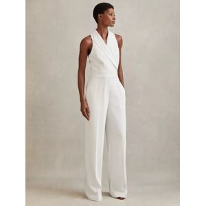 Reiss Petite Lainey Tuxedo Jumpsuit, White - White - Female - Size: 8