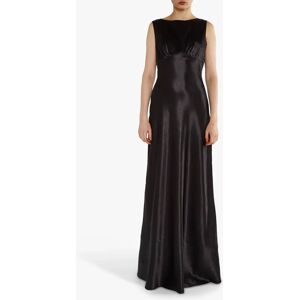 True Decadence Natalie Cowl Back Satin Maxi Dress - Black - Female - Size: 6