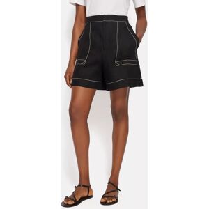 Jigsaw Contrast Stitch Linen Shorts, Black - Black - Female - Size: 14