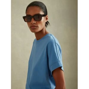 Reiss Lois Boxy Cotton T-Shirt - Blue - Female - Size: L