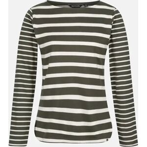 Women's Regatta Womens/Ladies Farida Striped Long-Sleeved T-Shirt - Dark Khaki Light Vanilla - Size: 10