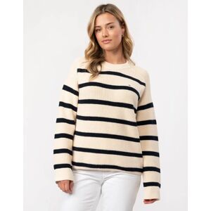 Women's Tommy Hilfiger Cardi Stitch Womens Crew Jumper - Breton Calico Desert Sky - Size: 14