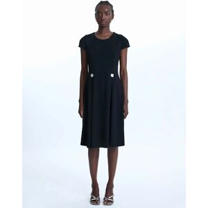 James Lakeland Women's Cap Sleeve Button Midi Dress Black - Size: 10