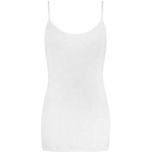 Women's Plain Sleeveless Vest Ladies Stretch Round Neckline Long Spaghetti Strap T-Shirt Camisole Layering Vest Tank Top (8-10, White)