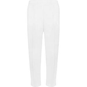 MyShoeStore Ladies Womens Half Elasticated Trouser Stretch Waist Casual Office Work Formal Trousers Pants with Pockets Plus Big Size (White, 20/25)