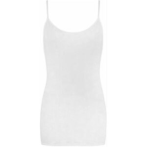 7STYLES&#174; Womens Plain Strappy Tunic Dress - Ladies Stretch Round Scoop Neckline Cami Bodycon Jersey Top (White, XL)