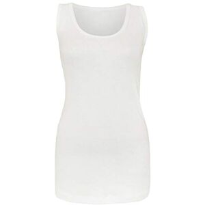 Womens Plain Vests Ladies Summer Casual Tops Stretchy Ribbed Camisole Style Muscle Gym Sports Rib Cami Long Vest Tank Tee Top Plus Size 10-28 (White / 18)