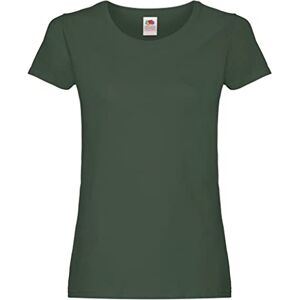 Fruit of the Loom Ladies Fit Valueweight Colours Short Sleeve Cotton T-Shirt, Green - Bottle Green, Large