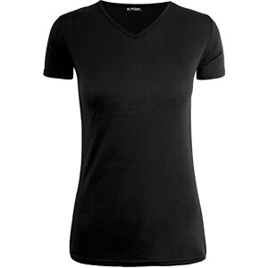 Be Jealous Womens Short Sleeve Plain V Neck Casual Basic Oversize Sports T Shirt Top Black M/L (UK 12/14)