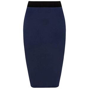 Unbranded New Ladies Women's Plain Midi Pencil Skirt Bodycon Stretch Jersey Office Skirt Size 8-26 (UK XXL/XXXL 24-26, Navy)