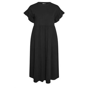 Yours Curve Pure Cotton Frill Sleeve Midaxi Dress - Women's - Plus Size Curve Black