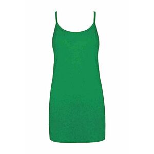 7STYLES&#174; Womens Plain Strappy Tunic Dress - Ladies Stretch Round Scoop Neckline Cami Bodycon Jersey Top (Green, M-L)