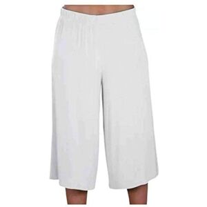 Star Fashion Global Ltd Womens 3/4 Elasticated Culottes Ladies Wide Leg Stretch Shorts Palazzo Uk 8-26 (White, 20-22)