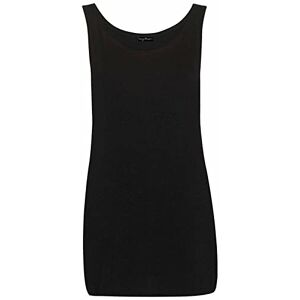Shopygirls Womens Scoop Neck Sleeveless Ladies Long Stretch Plain Vest Strappy T-Shirt Top (16, Black)