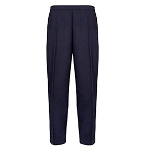 Man Womens Half Elasticated Trouser Stretch Waist Ladies Casual Office Work Formal Trousers Big Plus Size Pants with Pockets (Navy Length 25inch, 10)