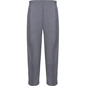 Man Half Elasticated Trouser Womens Ladies Waist Casual Office Work Formal Pull On Trousers Straight Leg Pants Bottoms with Pockets (10, Grey Length 25inch)