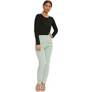 L S U Ladies Side Zipped Trousers Girls Fashion Women Trouser Formal Office Work Everyday Pants (Ladies Size 8, Duck Egg)