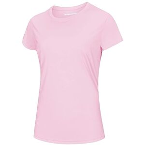 MAGCOMSEN Ladies Summer Quick Dry T-Shirt Short Sleeve Workout Running Gym Tops Lightweight Breathable Shirts Pink