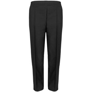 MyShoeStore Ladies Womens Half Elasticated Trouser Stretch Waist Casual Office Work Formal Trousers Pants with Pockets Plus Big Size (Black, 14/29)