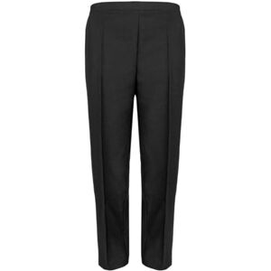 EFTINAN Ladies Half Elasticated Waist Trousers Short Regular Long Length 2 Front Side Pockets Business Office Work Womens Pants Bottoms UK Sizes 8-24 (UK, Numeric, 22, Regular, Long, Black)