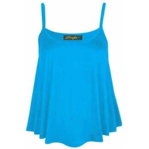 United Zarviczonia New Womens Plain Swing Vest Sleeveless Top Strappy Cami Ladies Plus Size Flared Teal