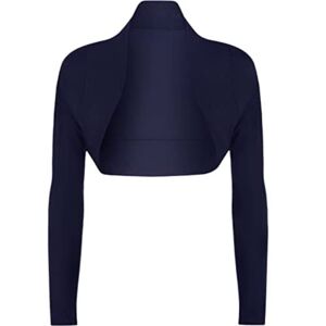 Leensy Women's Long Sleeve Bolero Shrug - Ladies Mini Blouse Open Front Casual Summer Cardigan Top Size 6-20 (UK, Numeric, 18, Regular, Regular, Navy Blue)