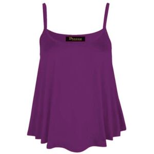 United Zarviczonia New Womens Plain Swing Vest Sleeveless Top Strappy Cami Ladies Plus Size Flared Purple