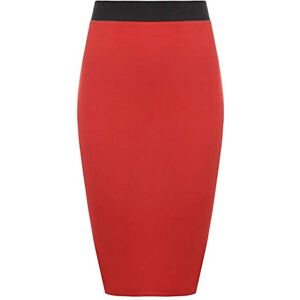 Unbranded New Ladies Women's Plain Midi Pencil Skirt Bodycon Stretch Jersey Office Skirt Size 8-26 (UK XL/XXL 20-22, Red)