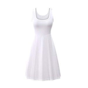 EFOFEI Womens Summer Dress Solid Dress A Line Midi Dress Vitage Dress White L