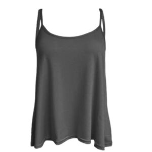 Leensy Women's V Neck Satin Camisole Vest Silk Loose Sleeveless Tank Tops (UK, Numeric, 14, Regular, Regular, Charcoal)
