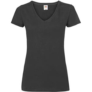 Fruit of the Loom Lady-Fit Valueweight V-Neck T-Shirt - Black - XS