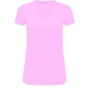 Star Fashion Global Ltd Womens Ladies Casual Cap Sleeve Plain V Neck Basic Stretchy Baggy Jersey T Shirt (Baby Pink, 12-14)