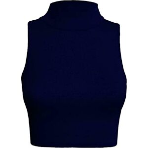 Star Fashion Global Ltd Colop Womens Ladies Sleeveless Polo Turtle Neck Stretch Crop Vest Top 8-14 (Navy, 8-10)