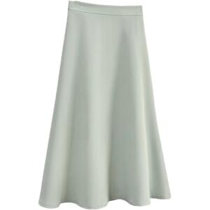 FXSMCXJ Satin Skirt Casual Women Versatile Skirt Spring Summer Fashion Temperament Simple Skirt High Waist Skirt-pea Green-l