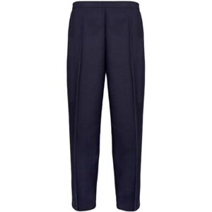 EFTINAN Ladies Half Elasticated Waist Trousers Short Regular Long Length 2 Front Side Pockets Business Office Work Womens Pants Bottoms UK Sizes 8-24 (UK, Numeric, 12, Regular, Long, Navy)