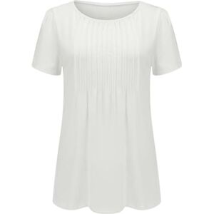 Generic Short Sleeve Tops for Women UK Summer Crewneck Solid Colour Blouse Ladies Casual Loose Fit T Shirts Elegant Dressy Tunics White