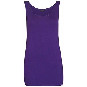 Shopygirls Womens Scoop Neck Sleeveless Ladies Long Stretch Plain Vest Strappy T-Shirt Top (26, Purple)
