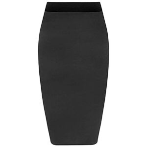 Fairy Trends Ltd New Ladies Women's Plain Midi Pencil Skirt Bodycon Stretch Jersey Office Skirt Size 8-26 (UK L/XL 16-18, Black)