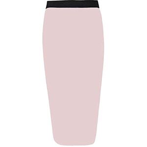 Unbranded New Ladies Women's Plain Midi Pencil Skirt Bodycon Stretch Jersey Office Skirt Size 8-26 (UK M/L 12-14, Baby Pink)