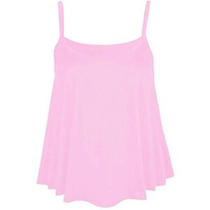 Womens Ladies Camisole Cami Plain Strappy Swing Vest Top Flared Sleeveless Plus Size (Baby Pink, UK 8-10)