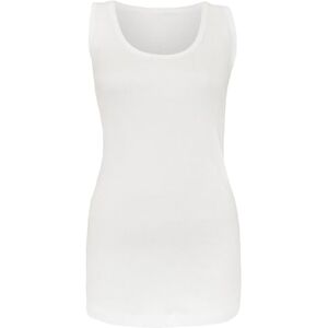 Womens Cotton Plain Vests Ladies Summer Casual Tops Stretchy Ribbed Sleeveless Camisole Scoop Neckline T-Shirt Style Muscle Gym Sports Rib Cami Long Vest Tank Tee Top (White,26-28)