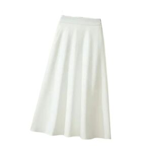 JEAMIS Satin Skirt Summer Thin White Skirt High Waist Mid-length Slim Casual A-line Skirt-white-l（52.5-60kg）