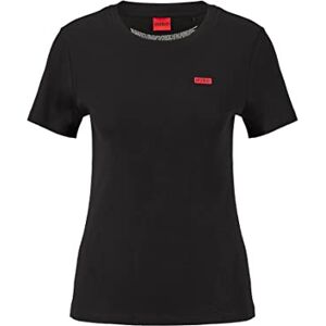 Hugo Boss Womens Classic Tee Logo-Detail T-Shirt in Ribbed Cotton Black